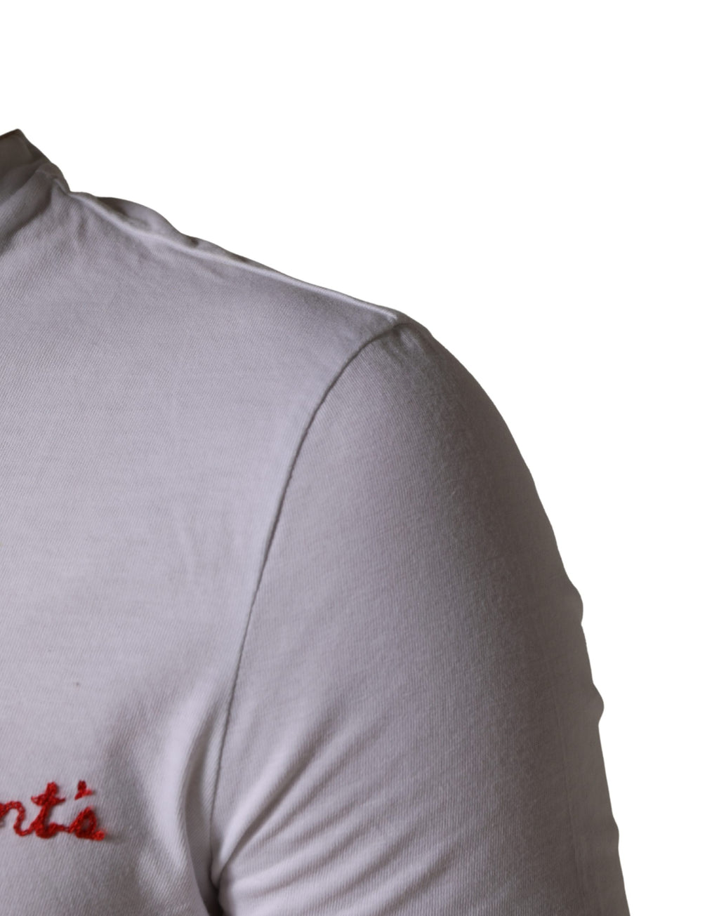 White Logo Embroidery Cotton Men Crew Neck T-shirt