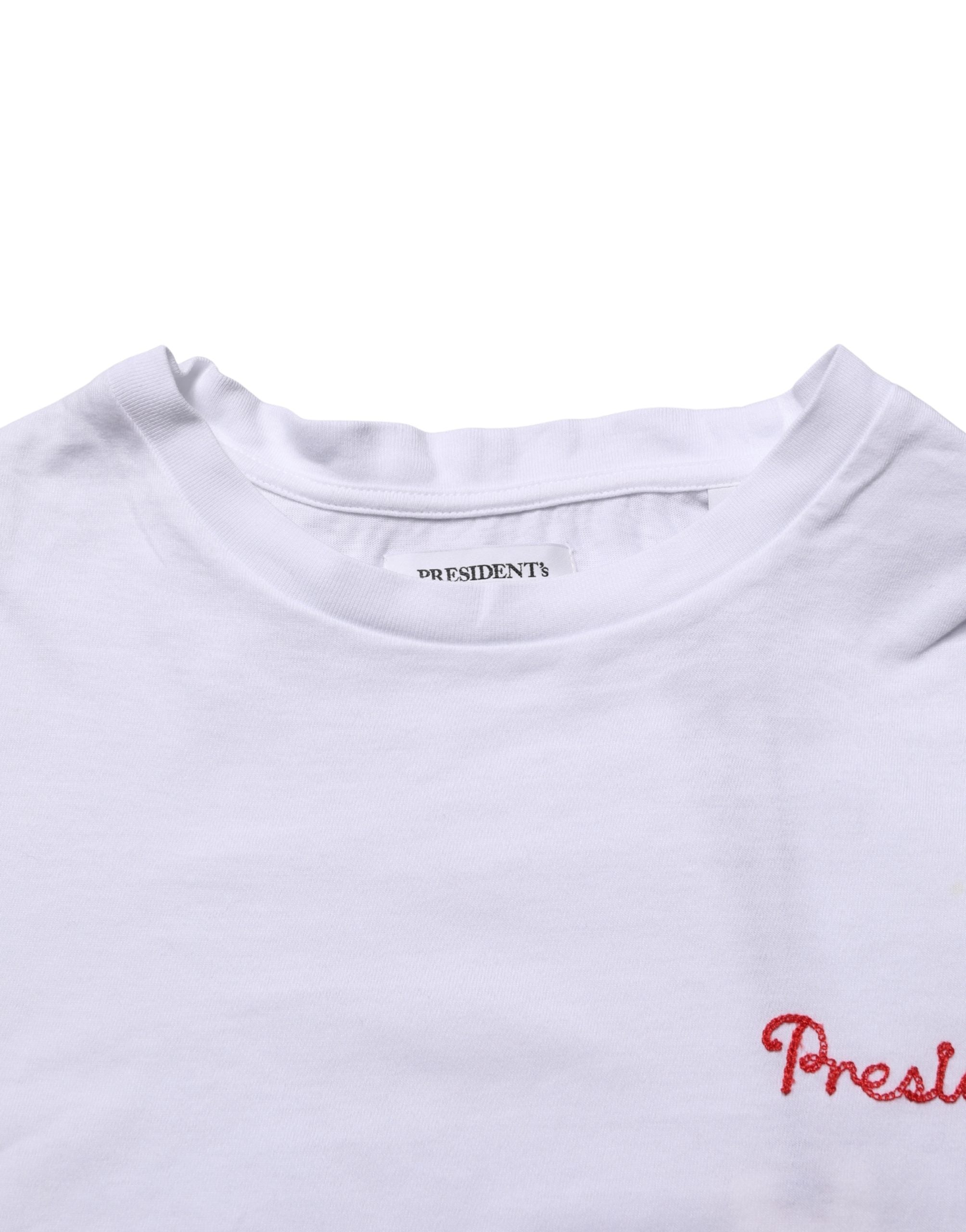 White Logo Embroidery Cotton Men Crew Neck T-shirt