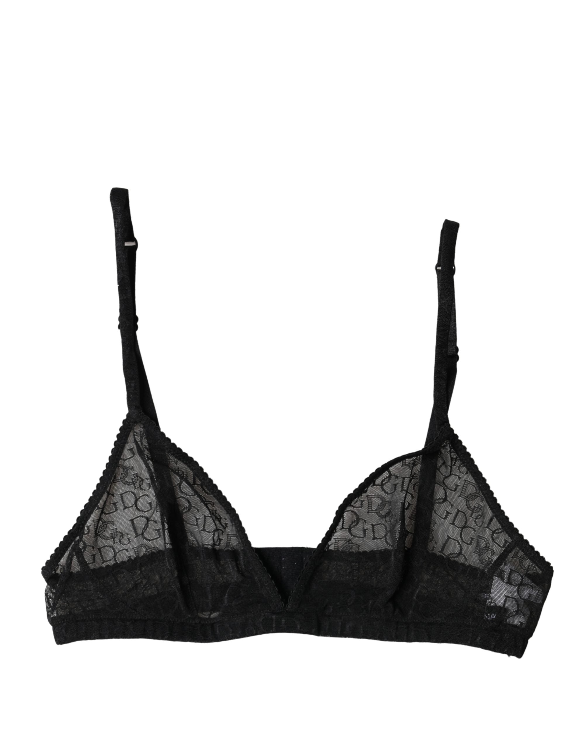 Black Logo Mania Sheer Soft Cup Bra Underwear