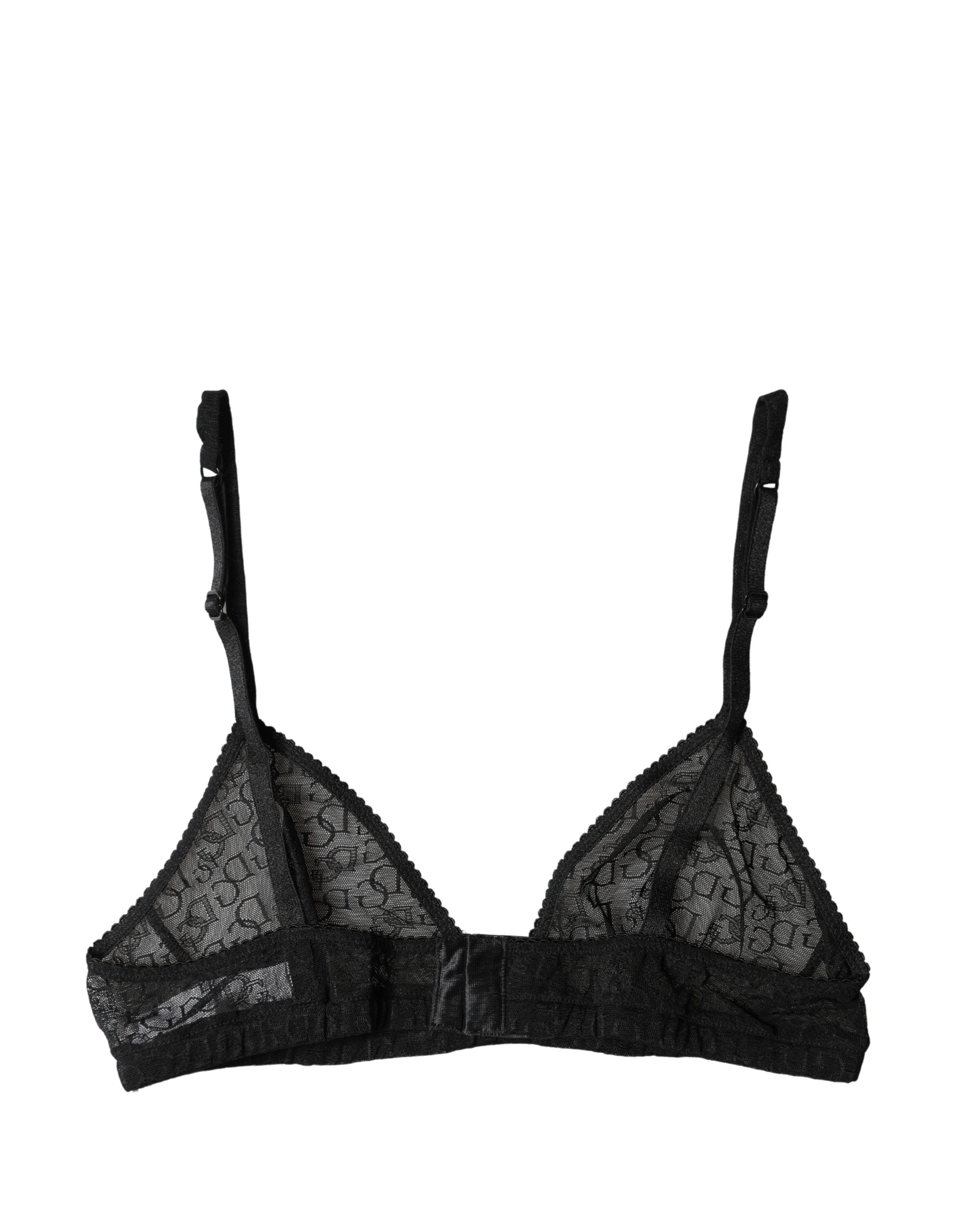 Black Logo Mania Sheer Soft Cup Bra Underwear