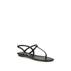 Black Calf Leather Bos Taurus Flip-Flop Sandals