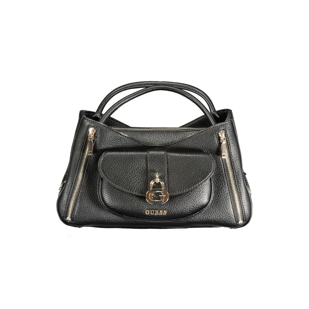 Black Polyurethane Women Handbag