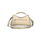 Beige Polyurethane Women Handbag