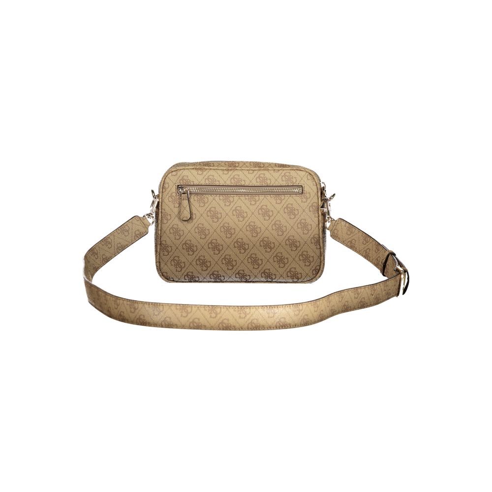 Beige Polyurethane Women Handbag