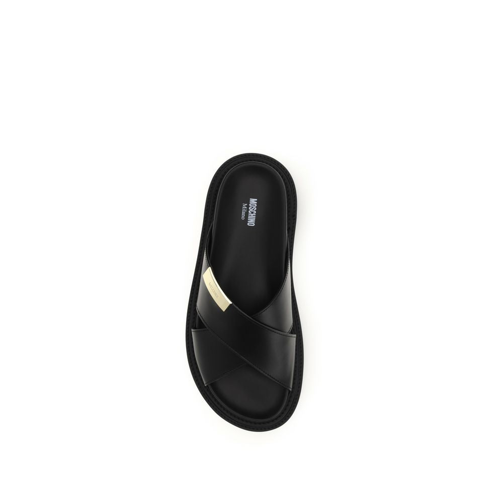 Black Calf Leather Bos Taurus Sandals