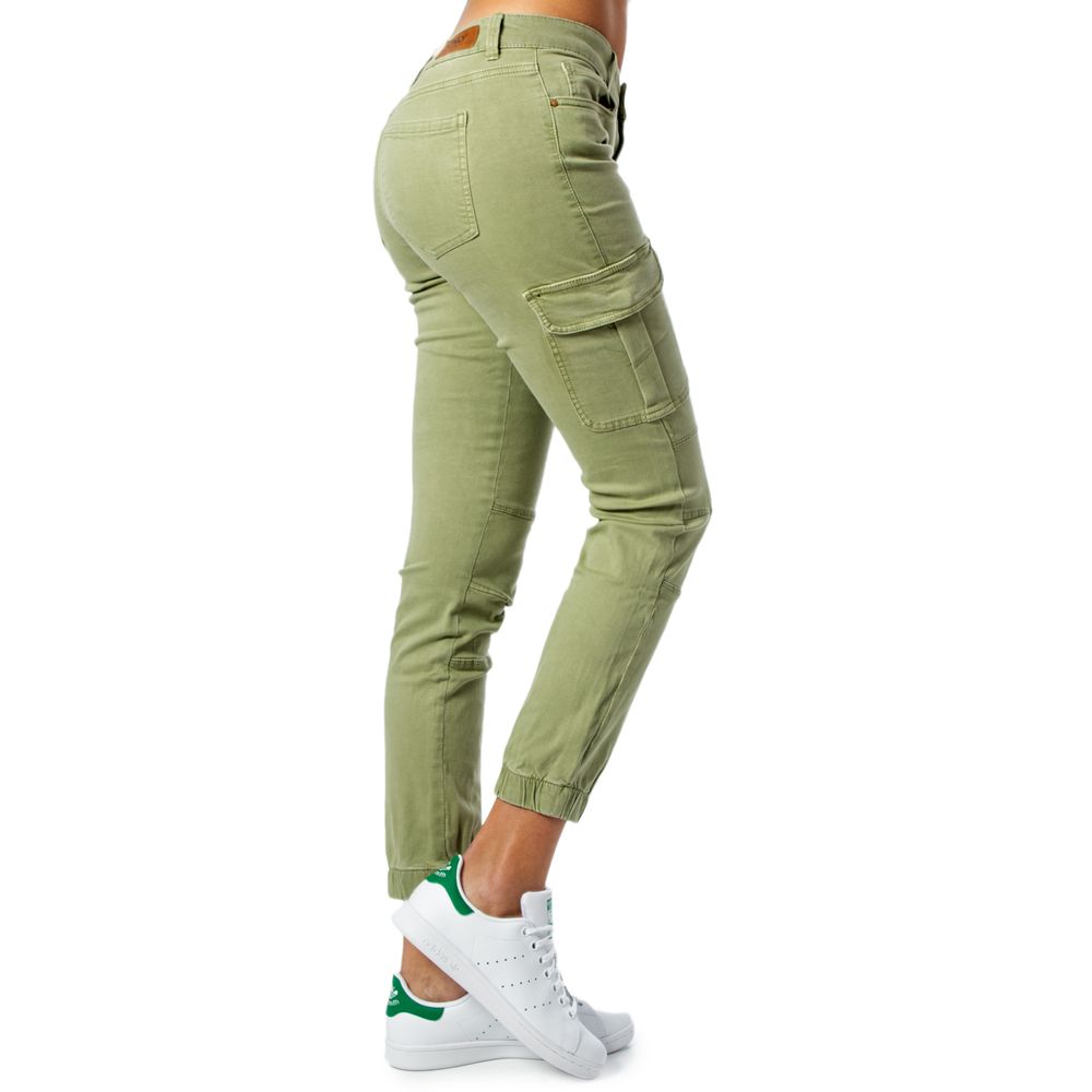 Green Cotton Skinny Pants
