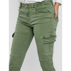 Green Cotton Skinny Pants