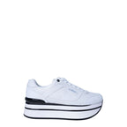 White Polyester Platform Sneakers