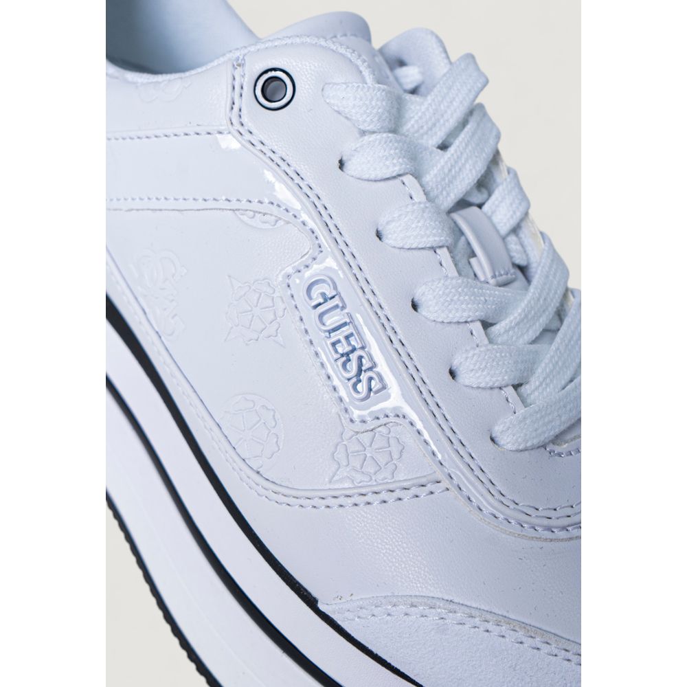 White Polyester Platform Sneakers