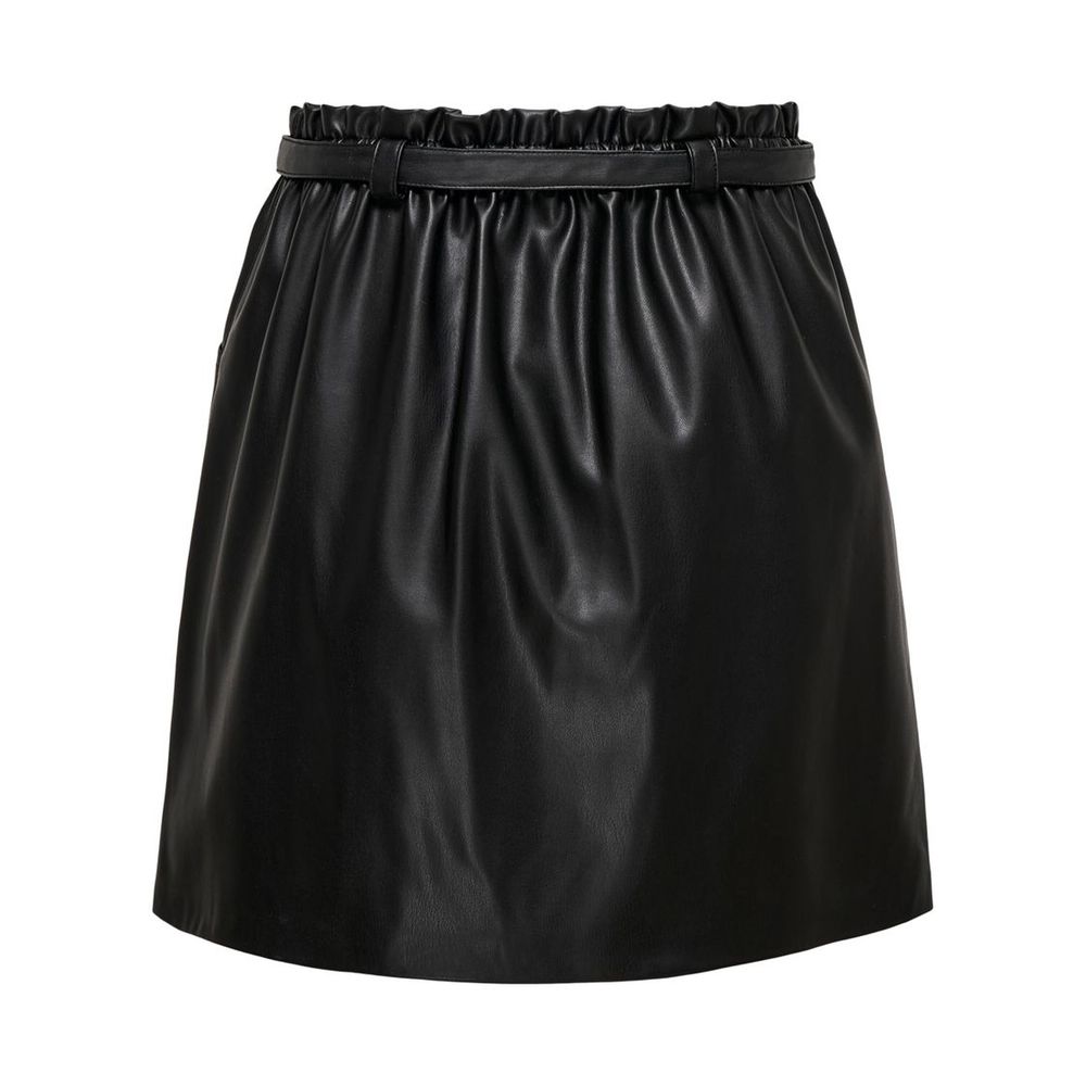 Black Polyester Mini Skirt