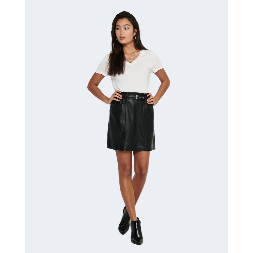 Black Polyester Mini Skirt