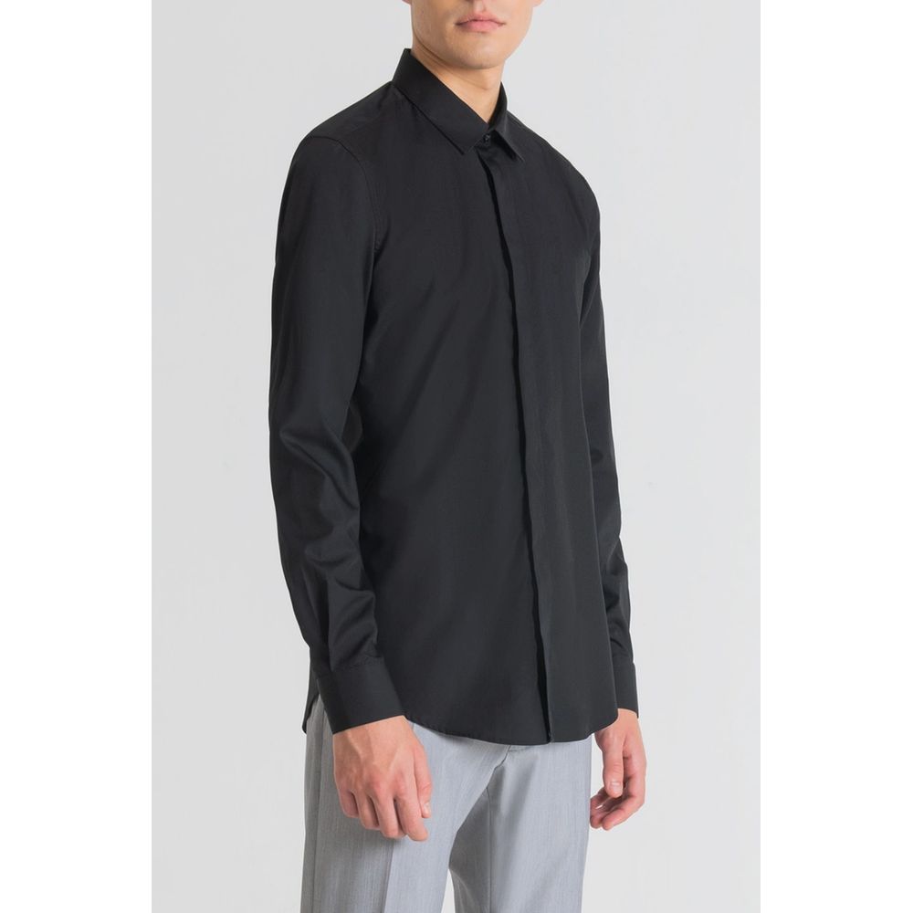 Black Cotton Dress Shirt