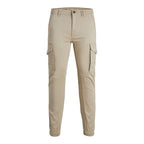 Beige Cotton Cargo Pants