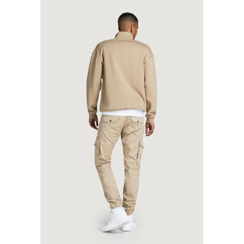 Beige Cotton Cargo Pants