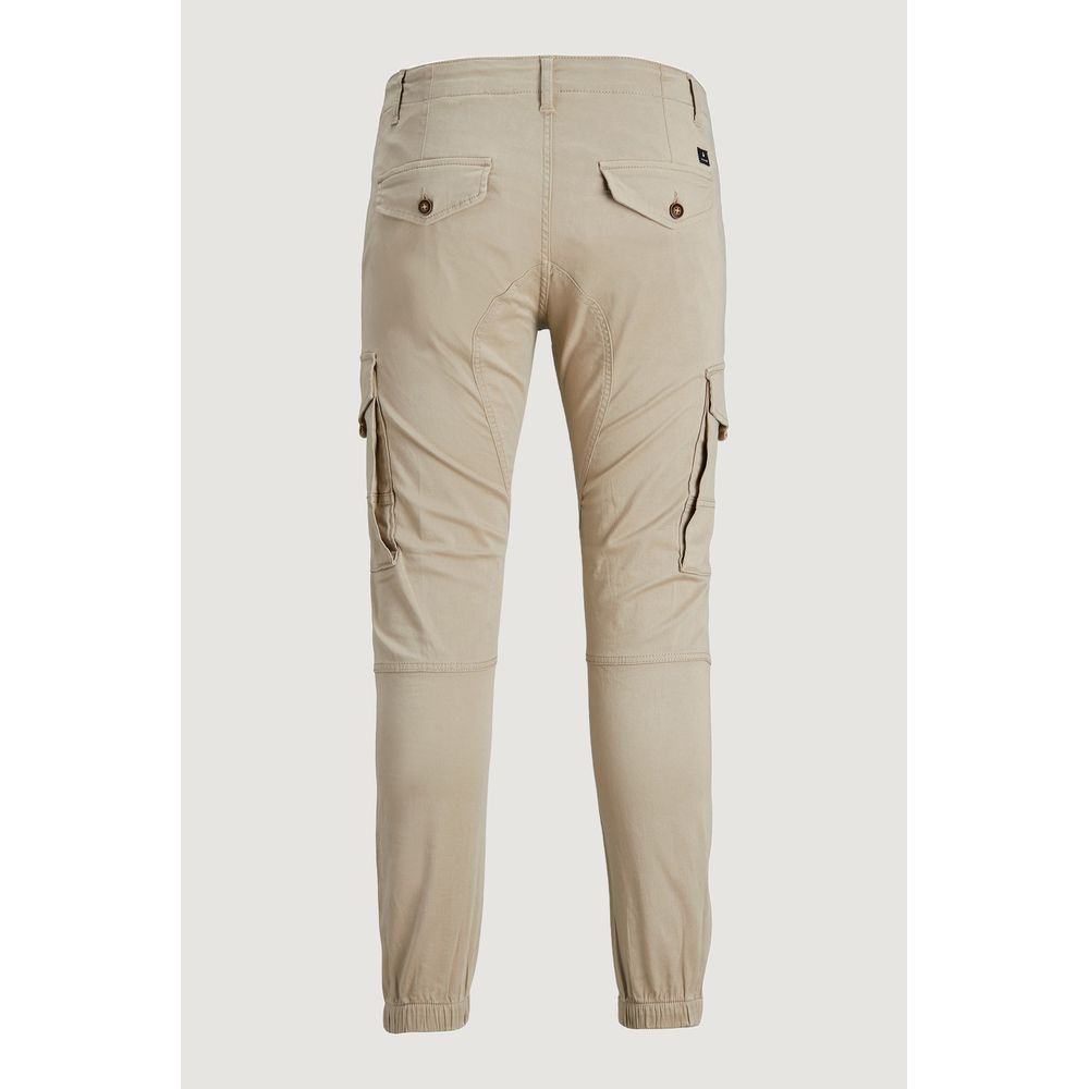 Beige Cotton Cargo Pants
