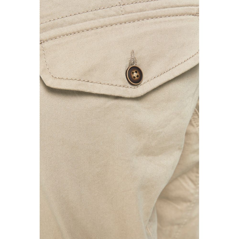 Beige Cotton Cargo Pants