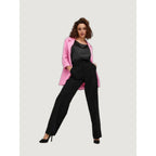 Black Polyester Casual Pants