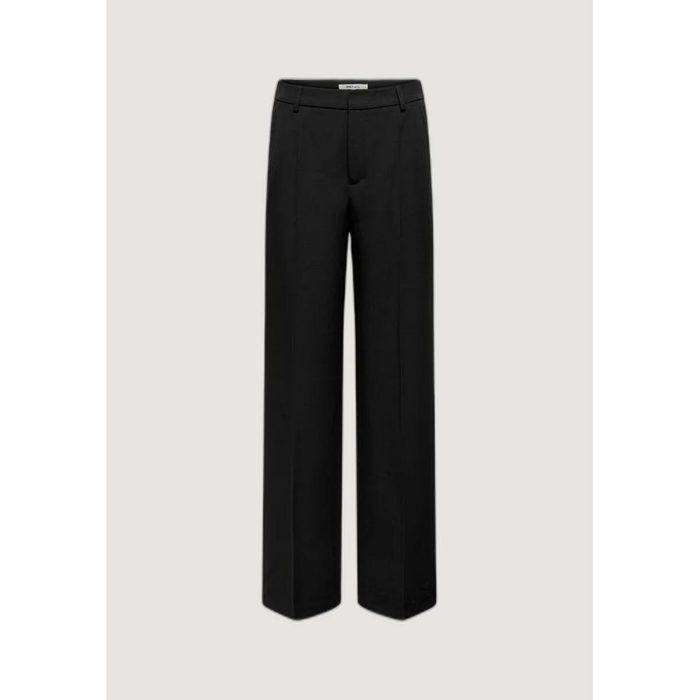 Black Polyester Casual Pants