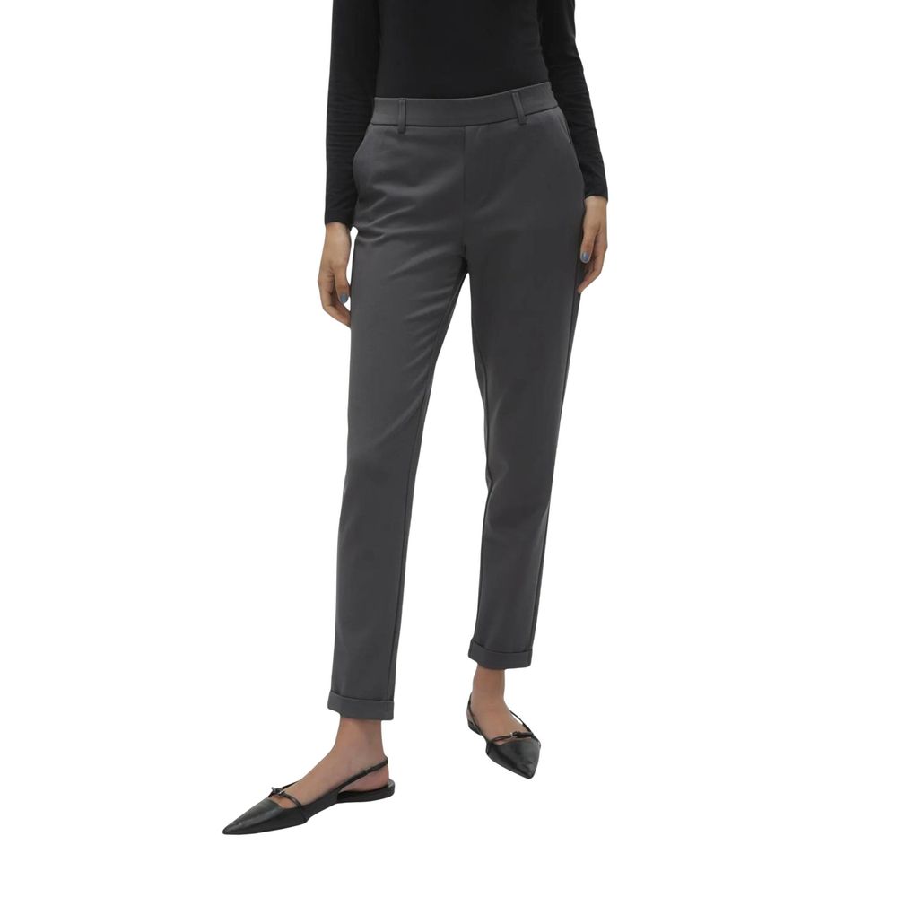 Gray Polyester Casual Pants