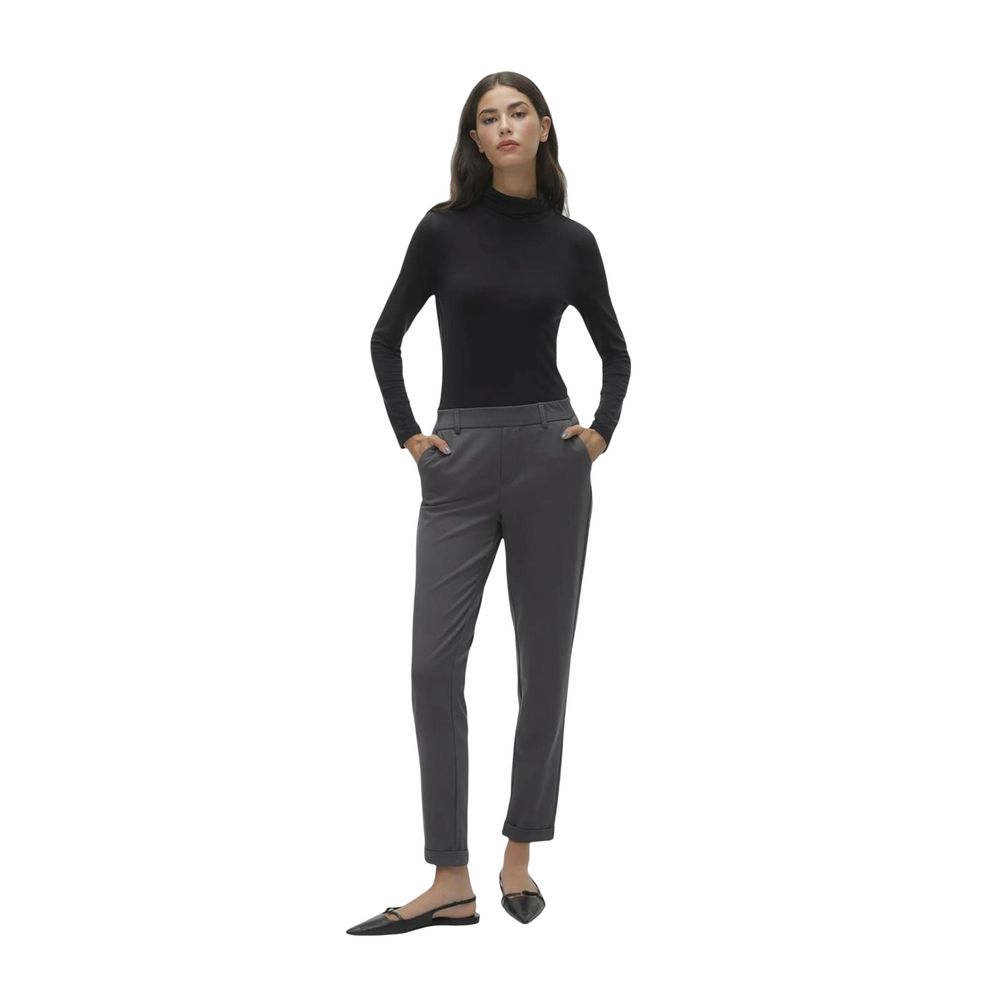 Gray Polyester Casual Pants