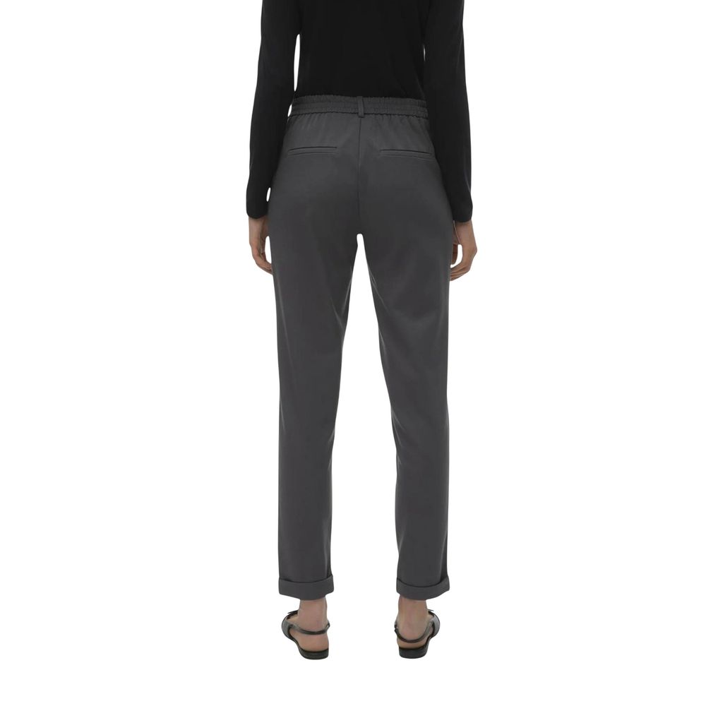 Gray Polyester Casual Pants