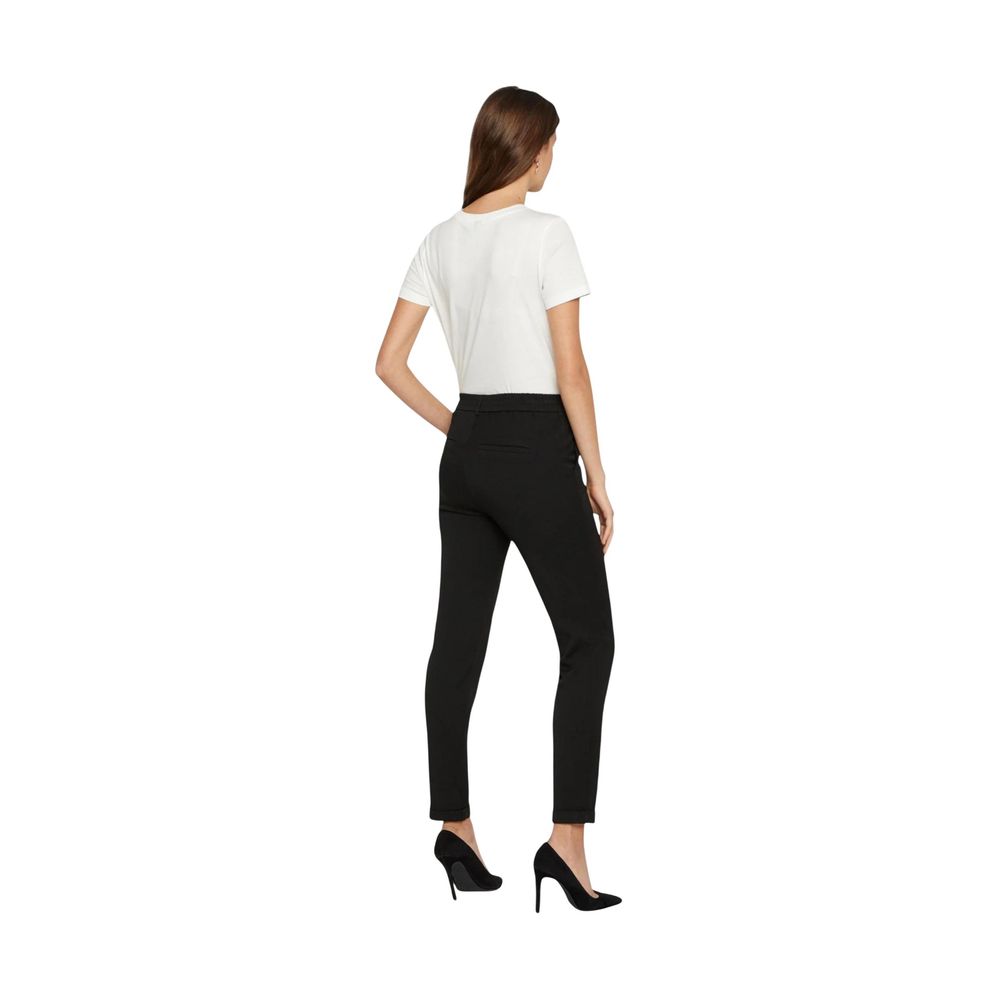Black Polyester Casual Pants