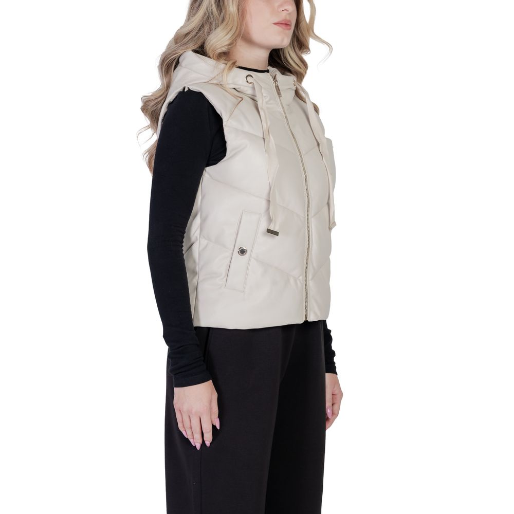 Cream Polyethylene Sleveless Jacket