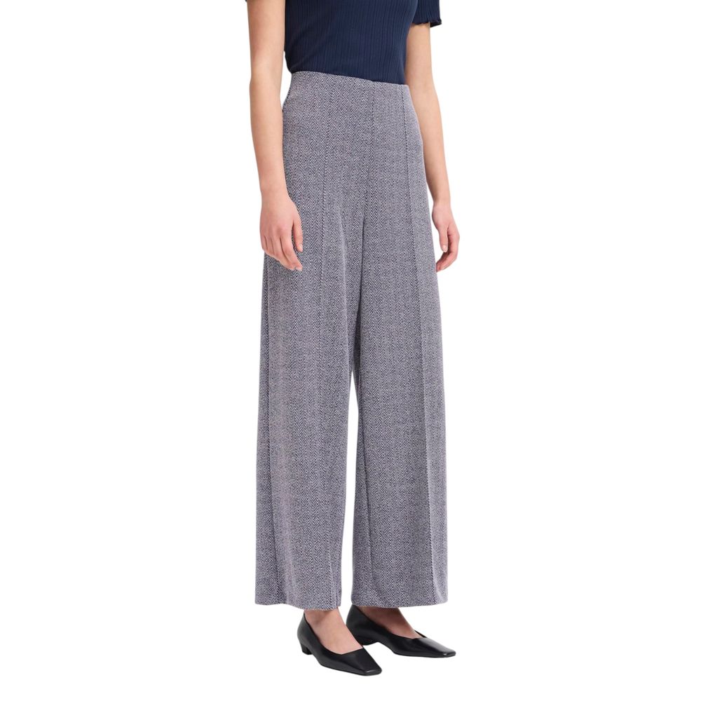Blue Polyester Casual Pants