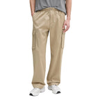 Beige Cotton Cargo Pants