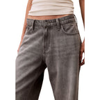 Gray Cotton Boyfriend Jeans