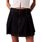 Blue Cotton Mini Skirt