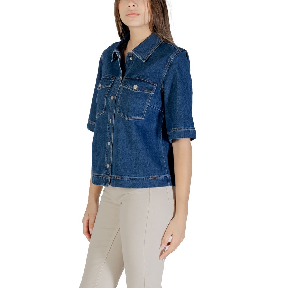 Blue Cotton Shortsleeve Shirt