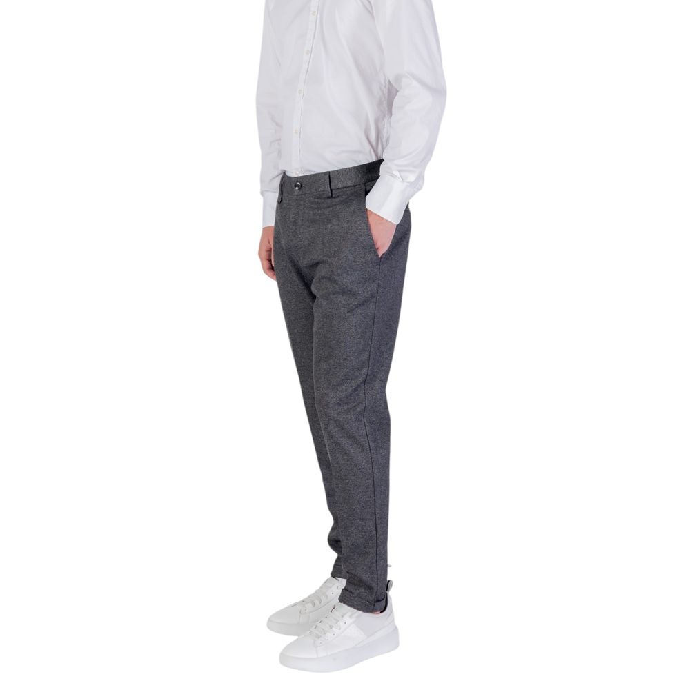 Gray Polyester Skinny Pants