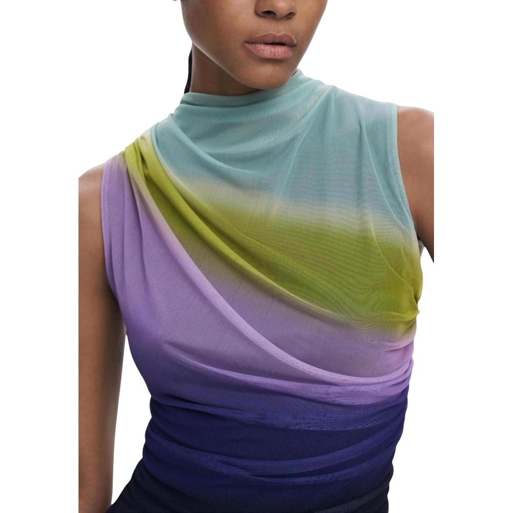 Purple Polyester Sleeveles T-Shirt