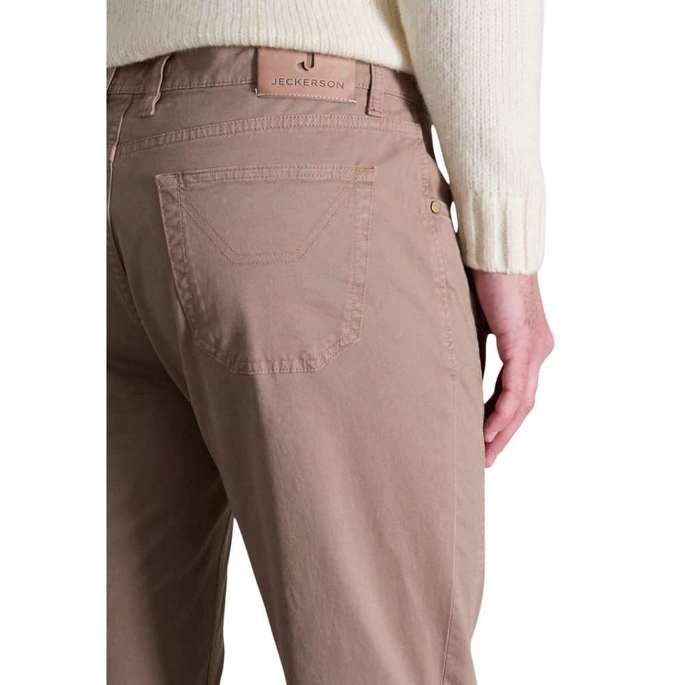 Beige Cotton Skinny Pants
