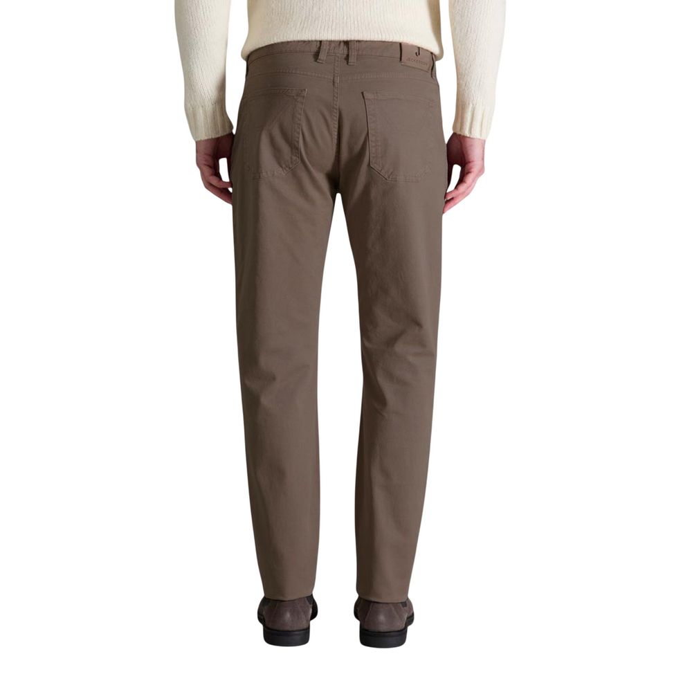 Brown Cotton Skinny Pants