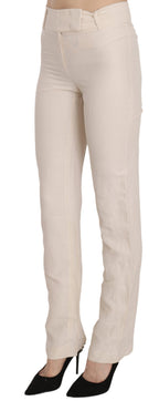 White High Waist Silk Blend Flared Dress Trousers Pants