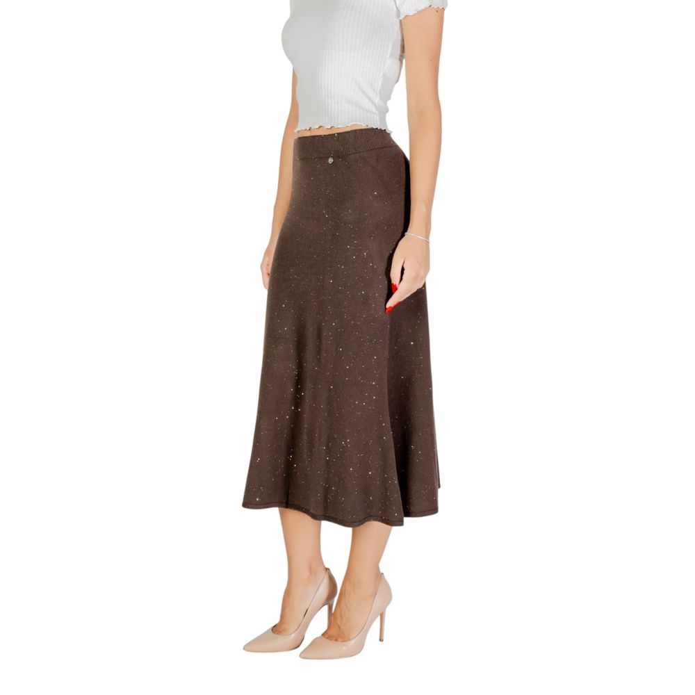 Brown Viscose Long Skirt