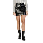Black Polyester Mini Skirt