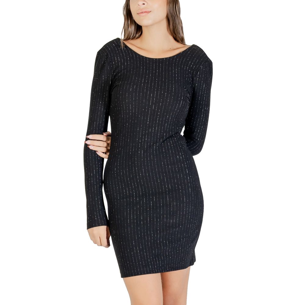 Black Polyester Short Dress