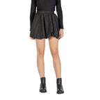 Black Polyester Mini Skirt