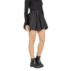 Black Polyester Mini Skirt