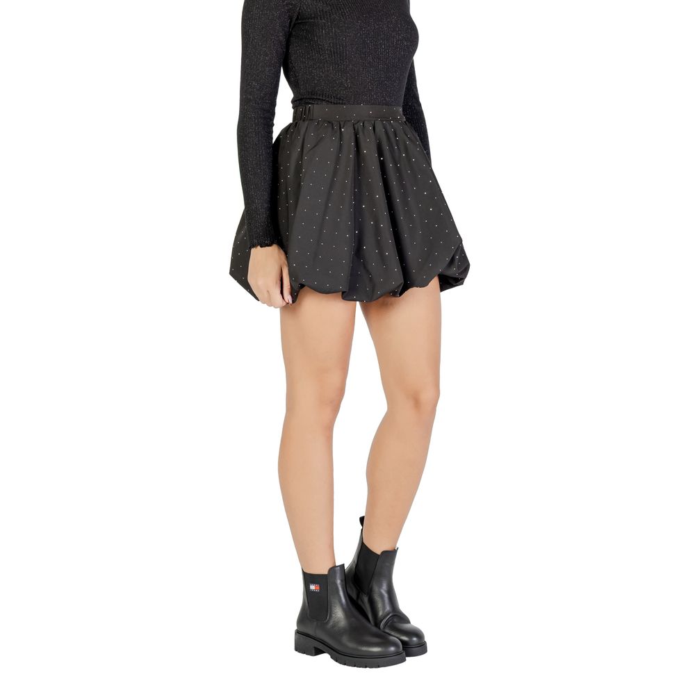 Black Polyester Mini Skirt