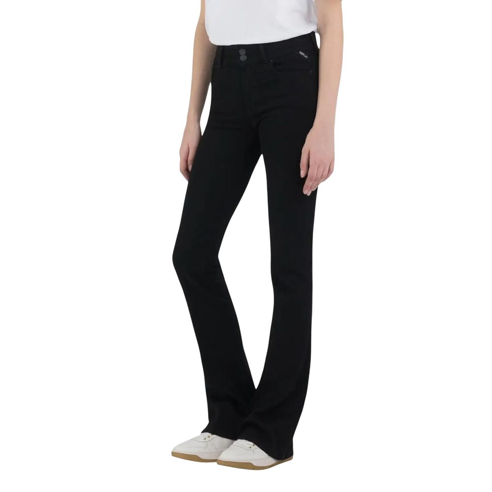 Black Cotton Bootcut Jeans