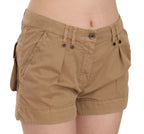 Brown Mid Waist 100% Cotton Mini Shorts