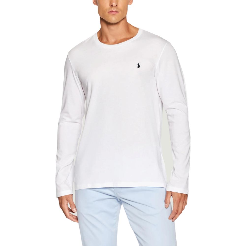 White Cotton Long Sleeve T-Shirt