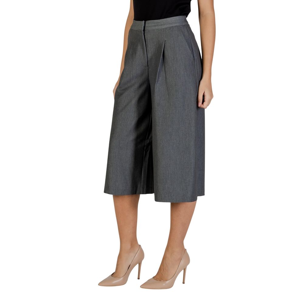 Gray Polyester Cropped Pants