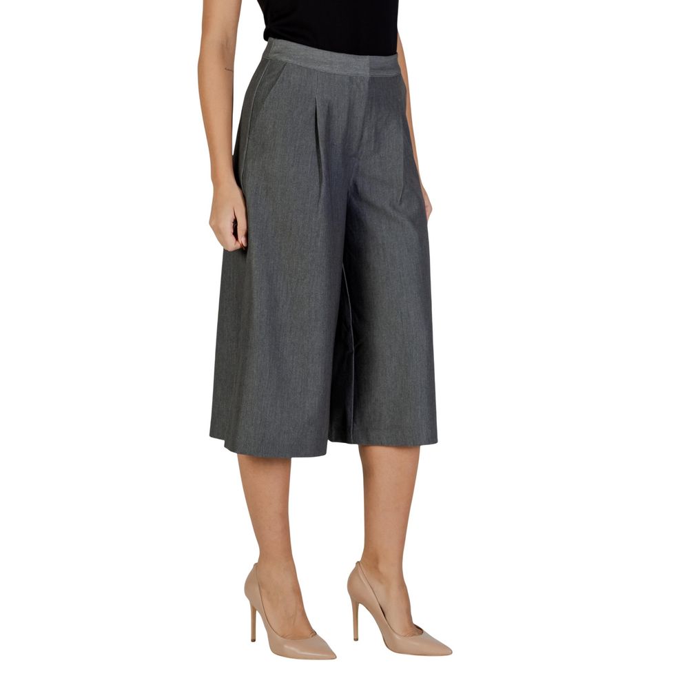Gray Polyester Cropped Pants