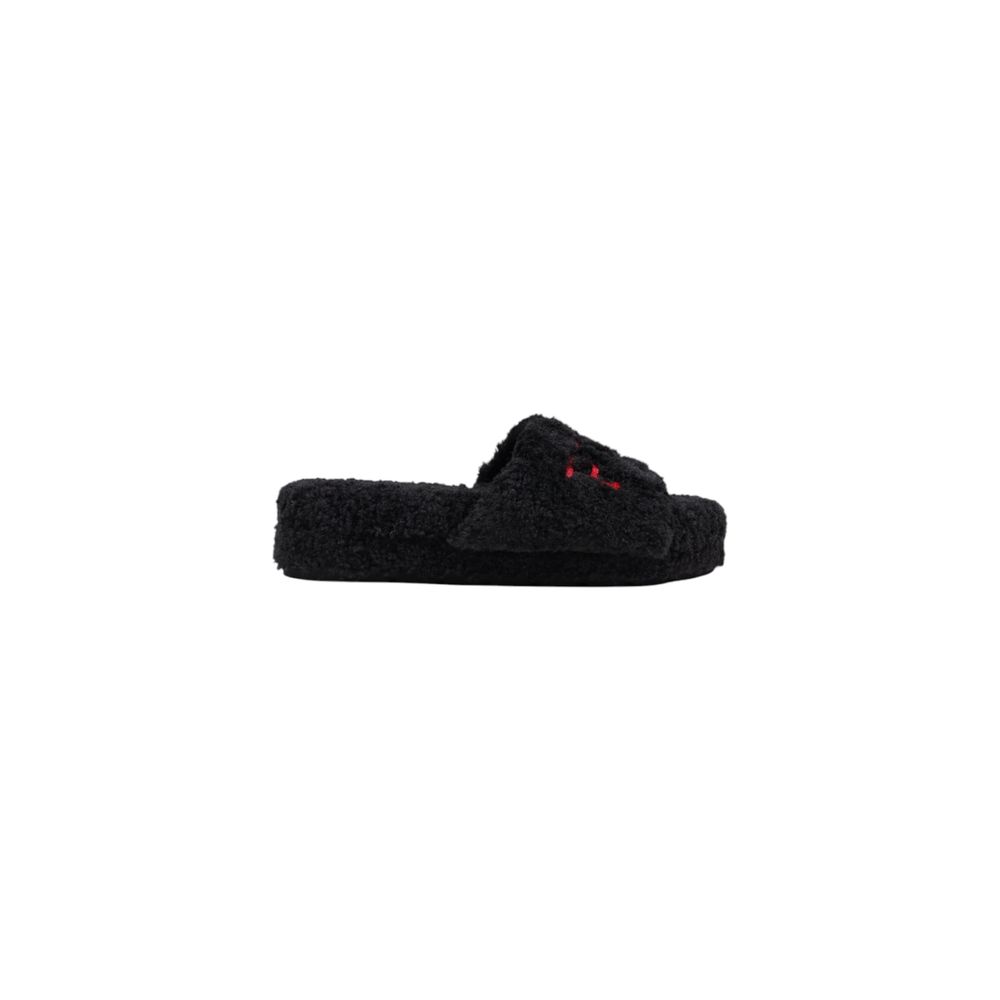 Black Textile Slippers