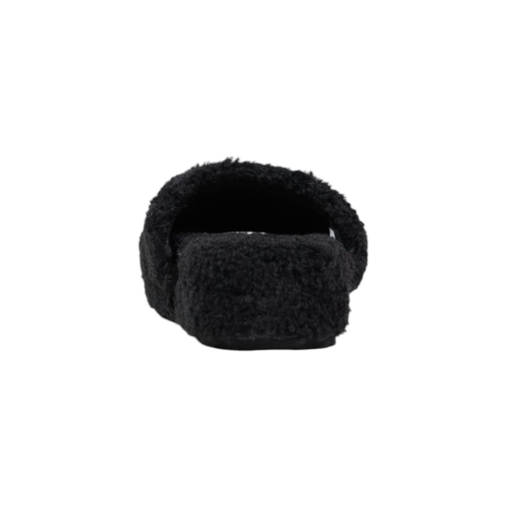 Black Textile Slippers